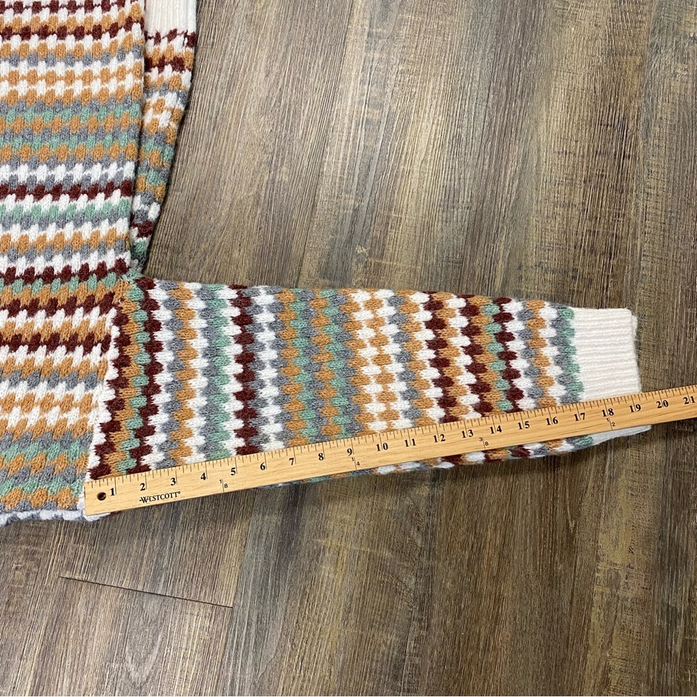 Knox Rose Multicolor Fair Isled Geometric Pull On Loose Fit Boxy‎ Sweater Small - Picture 11 of 12